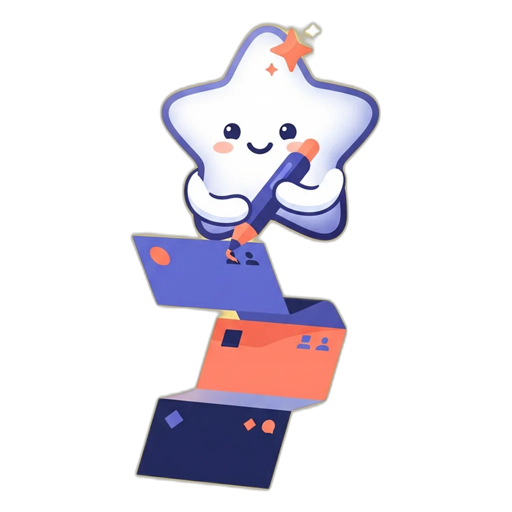 Sparkle the star sprite turning a crumpled note into three caption cards with a magic pen
