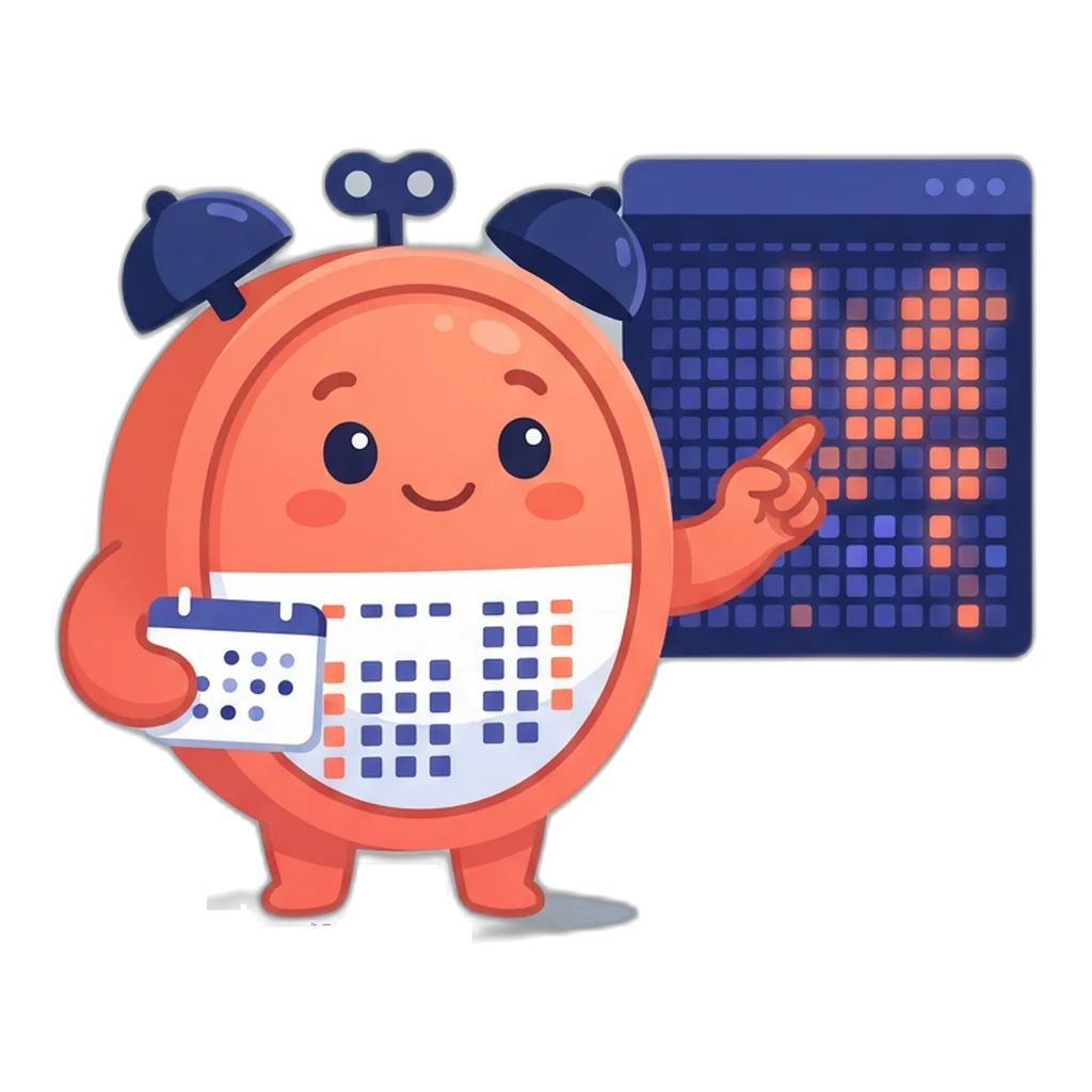 Tick the alarm-clock critter pointing at glowing cells on a weekly heat map