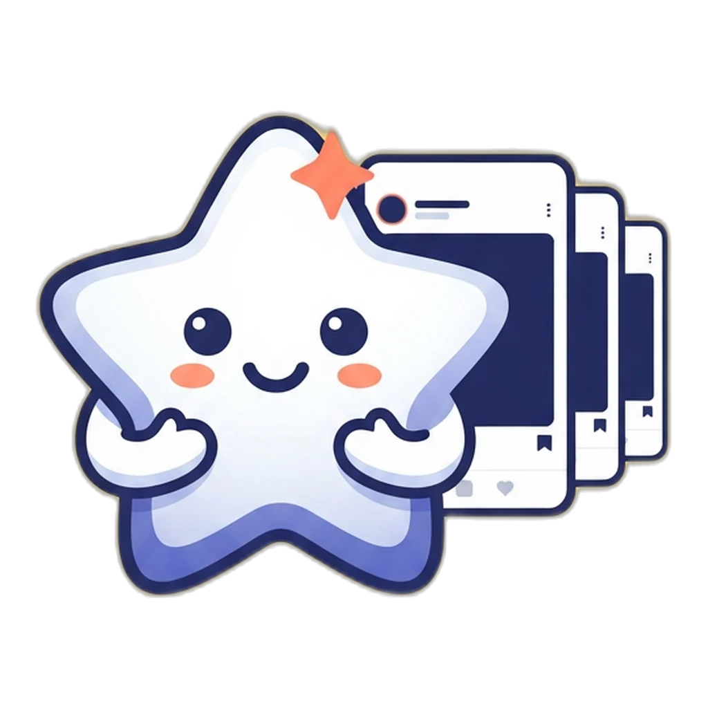 Sparkle the star sprite beside a vertical video card with three more queued behind