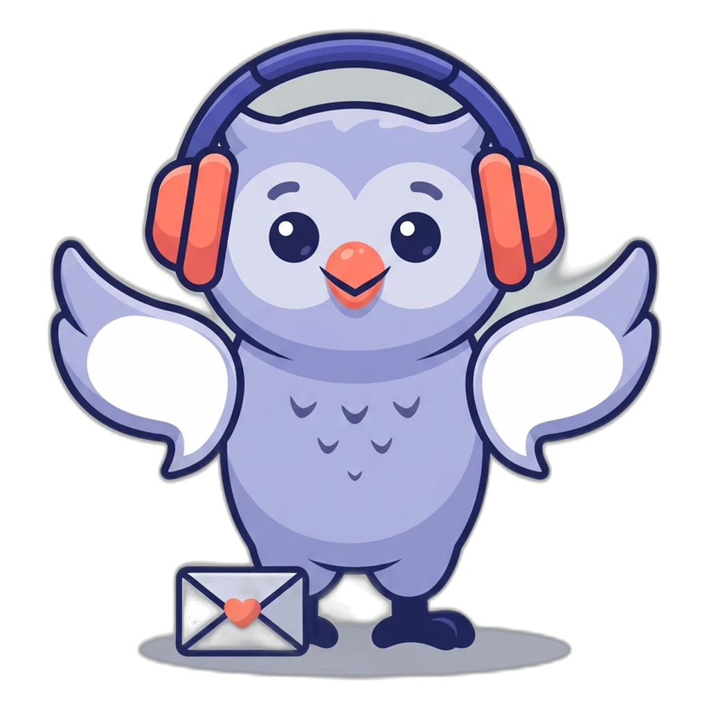 Echo the chat-bubble owl with a headset pointing at a signpost with three arrow boards