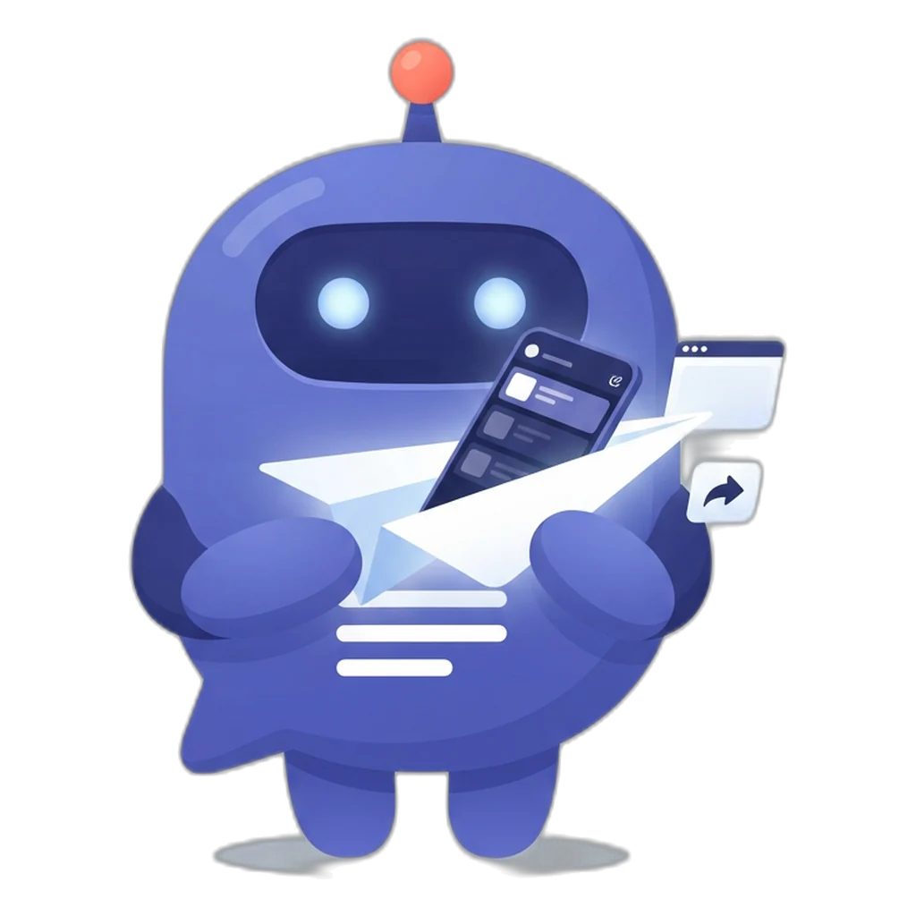 Posty holding a phone with a queue list beside a floating browser window