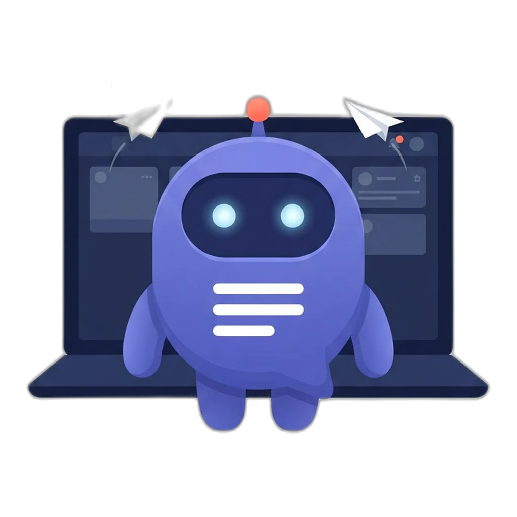 Posty the speech-bubble robot sending paper planes from one laptop to twelve networks