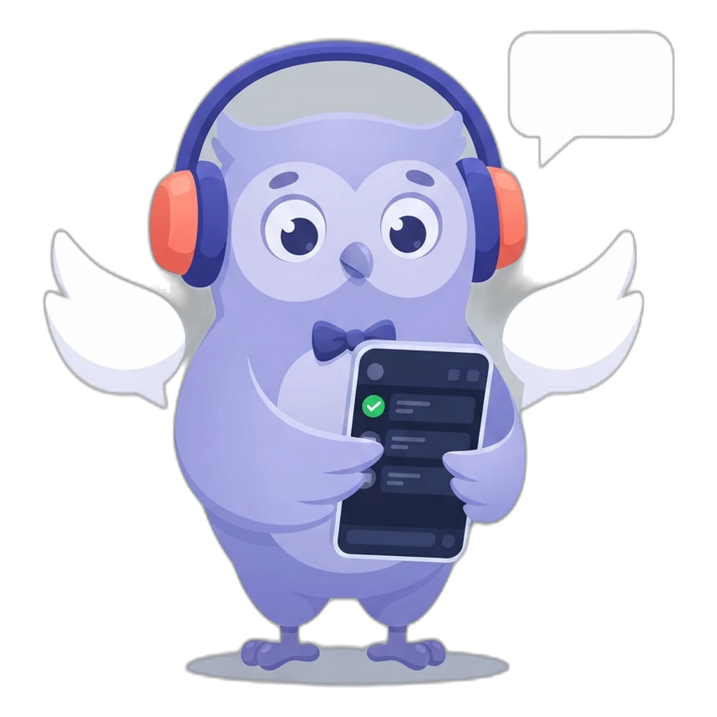 Echo the chat-bubble owl answering messages on a phone