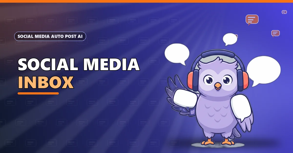 Echo the chat-bubble owl among floating speech bubbles for the social media inbox guide