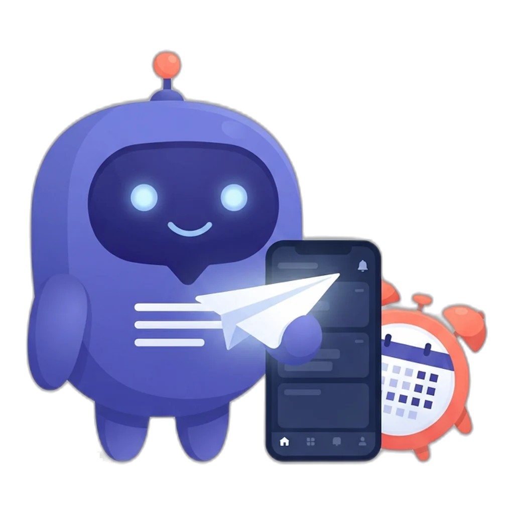 Posty holding a phone with a calendar list while Tick peeks from behind it